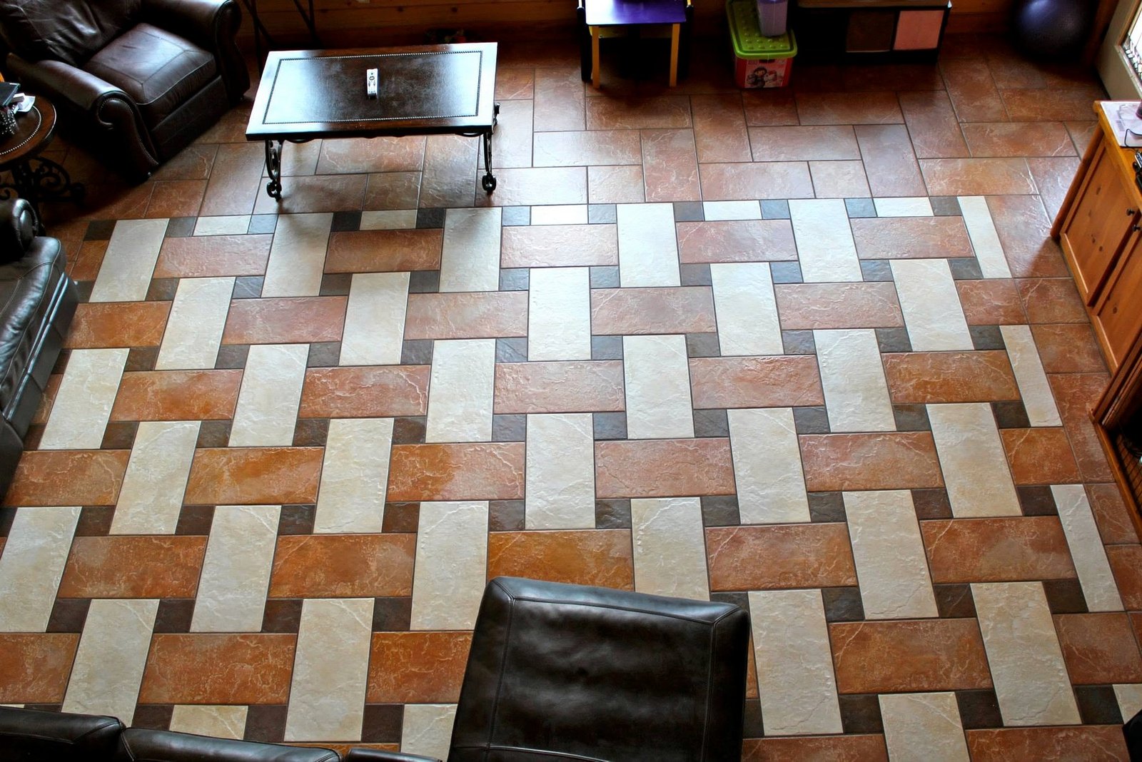Custom stone-pattern floor