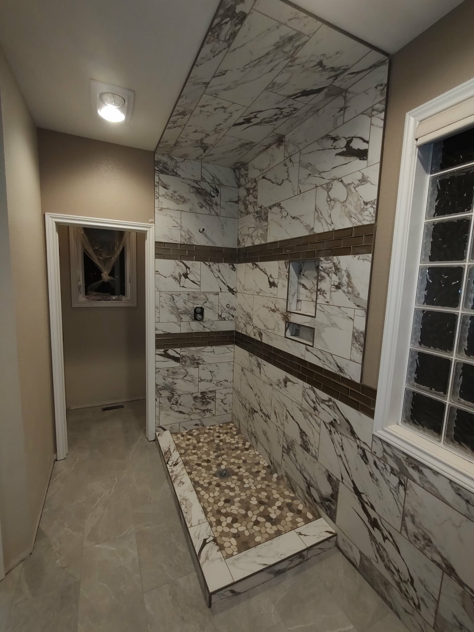 Large custom tiled shower